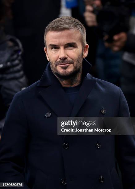 Former England, Manchester United, LA Galaxy and PSG player and actual President and Co Owner of Inter Miami David Beckham during the UEFA Champions...