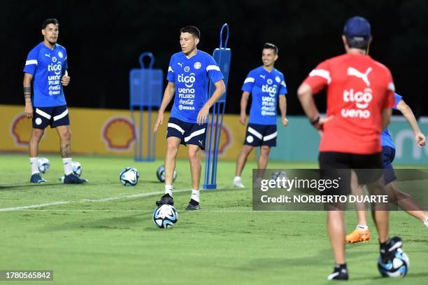 Paraguay's national team players take part in a training session in Ypane, Paraguay, on November 13 ahead of the 2026 FIFA World Cup South American...