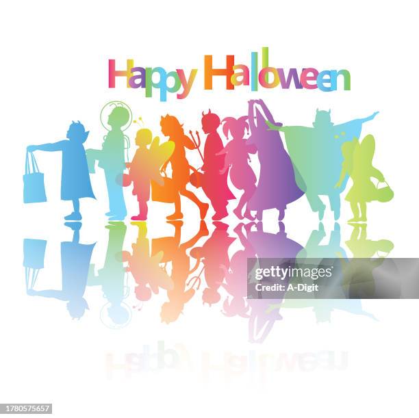 all the colors for halloween - cat jumping white background stock illustrations