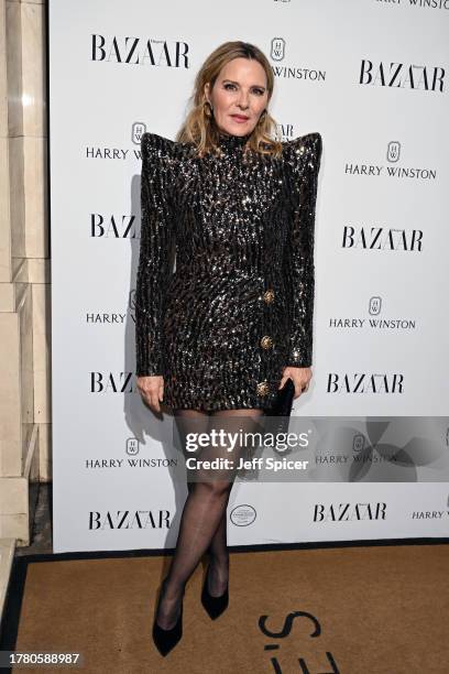 Kim Cattrall arrives at the Harper's Bazaar Women Of The Year Awards 2023 at The Ballroom of Claridge’s on November 07, 2023 in London, England.