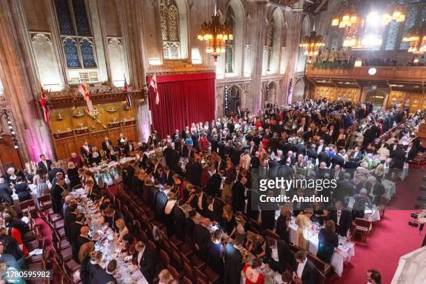 General view of the Lord Mayors Banquet in the Great Hall of Guildhall in London, United Kingdom on November 13, 2023.