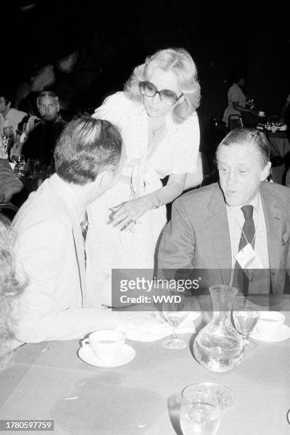 Barbara Walters and Ben Bradlee attend a party, sponsored by the New York Times, during the Republican National Convention in Detroit, Michigan, On...
