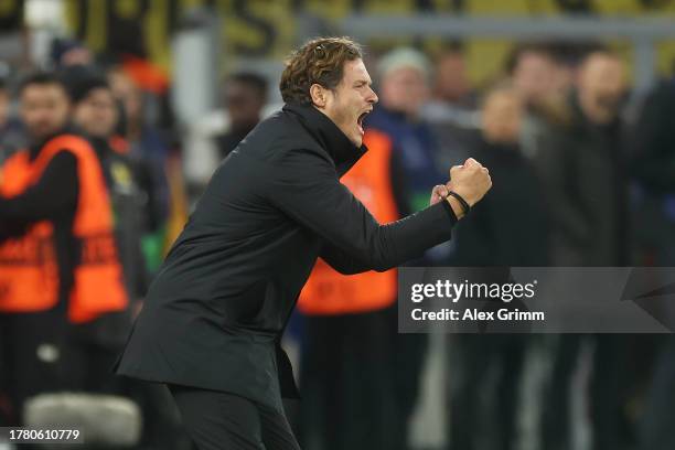 Edin Terzic, Head Coach of Borussia Dortmund, reacts during the UEFA Champions League match between Borussia Dortmund and Newcastle United at Signal...