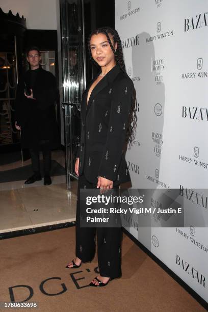 India Amarteifio seen attending the Harper's Bazaar Women Of The Year Awards 2023 at The Ballroom of Claridge's on November 07, 2023 in London,...