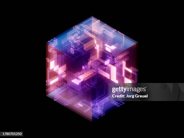 cyber cube - glowing cube stock pictures, royalty-free photos & images