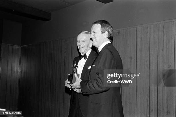 Fred Astaire and George Stevens Jr. Attend an American Film Institute event at the Beverly Hilton in Beverly Hills, California, on April 13, 1981.