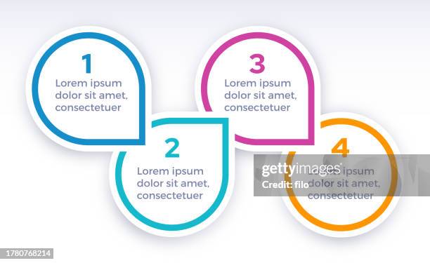 four step infographic circle speech bubble design - circular process infographic stock illustrations