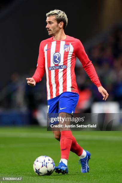 Antoine Griezmann of Atletico Madrid during the UEFA Champions League match between Atletico Madrid and Celtic FC at Civitas Metropolitano Stadium on...