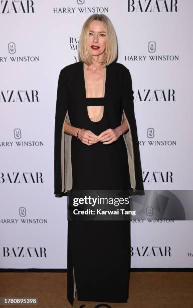 Naomi Watts arrives at the Harper's Bazaar Women Of The Year Awards 2023 at The Ballroom of Claridge’s on November 07, 2023 in London, England.