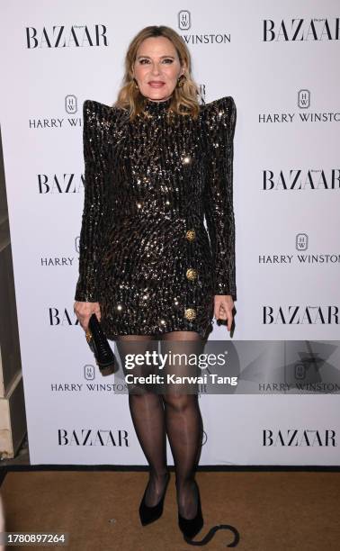 Kim Cattrall arrives at the Harper's Bazaar Women Of The Year Awards 2023 at The Ballroom of Claridge’s on November 07, 2023 in London, England.