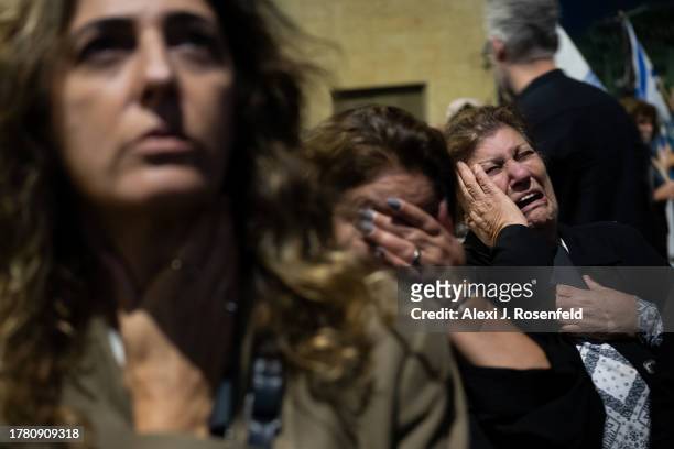Protesters led by bereaved families and families of hostages demonstrate against Prime Minister Benjamin Netanyahu during a rally and memorial on the...