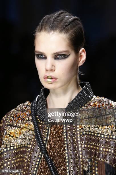 Model on the catwalk, lip detail