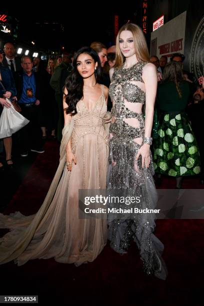 Rachel Zegler and Hunter Schafer at the premiere of "The Hunger Games: The Ballad of Songbirds & Snakes" held at TCL Chinese Theatre on November 13,...