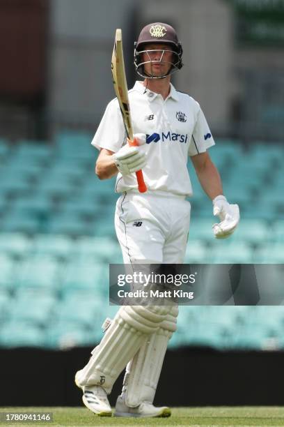 Cameron Bancroft of Western Australia celebrates and acknowledges the crowd after scoring a half century during the Sheffield Shield match between...