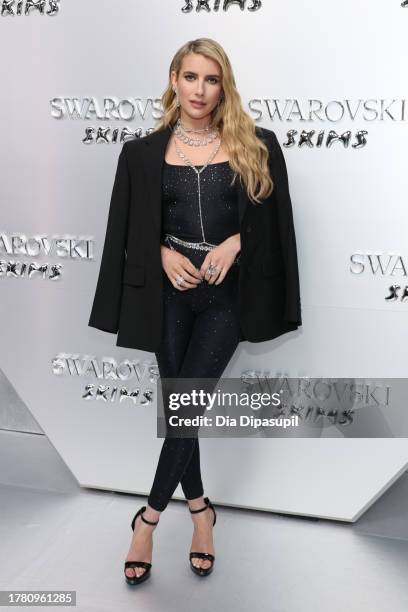 Emma Roberts attends as Swarovski celebrates SKIMS Collaboration and unveils it's NYC flagship store on November 07, 2023 in New York City.