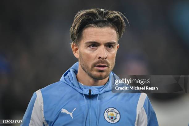 Jack Grealish of Manchester CIty looks on before during the UEFA Champions League match between Manchester City and BSC Young Boys at Etihad Stadium...