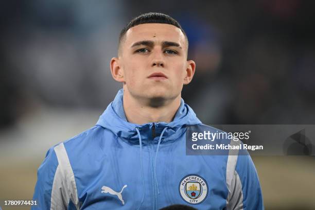 Phil Doden looks on during the UEFA Champions League match between Manchester City and BSC Young Boys at Etihad Stadium on November 07, 2023 in...