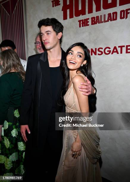 Tom Blyth and Rachel Zegler at the premiere of "The Hunger Games: The Ballad of Songbirds & Snakes" held at TCL Chinese Theatre on November 13, 2023...