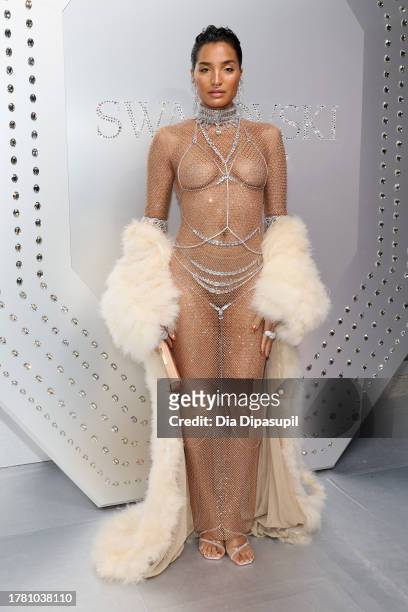 Indya Moore attends as Swarovski celebrates SKIMS Collaboration and unveils it's NYC flagship store on November 07, 2023 in New York City.