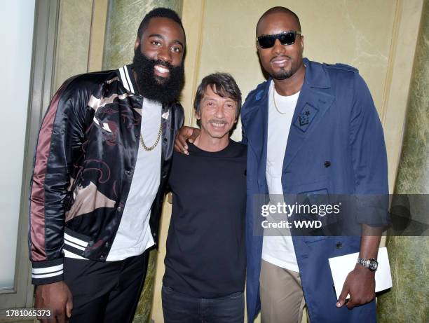 James Harden, Pierpaolo Piccioli and Serge Ibaka in the front row