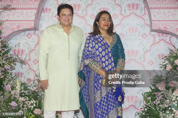 Shashi Ranjan and Anu Ranjan attend the Ramesh Taurani & Varsha Taurani's Diwali celebration on November 07, 2023 in Mumbai, India