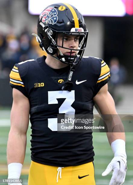 Iowa Hawkeyes left corner back Cooper DeJean as seen during a college football game between the Rutgers Scarlet Knights and the Iowa Hawkeyes on...