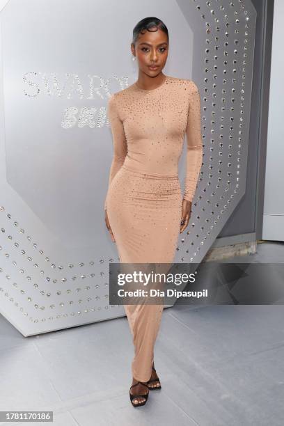 Justine Skye attends as Swarovski celebrates SKIMS Collaboration and unveils it's NYC flagship store on November 07, 2023 in New York City.