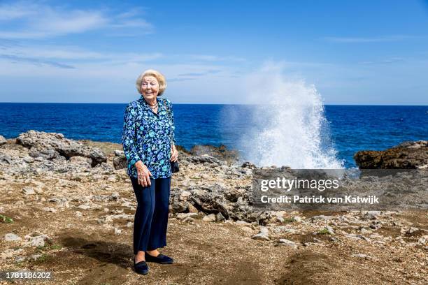 Princess Beatrix of The Netherlands visits Shete Boka bay on November 7, 2023 in Willemstad, Curacao.