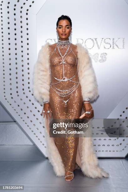 Indya Moore attends Swarovski Celebrates SKIMS Collaboration and unveils NYC Flagship Store on November 07, 2023 in New York City.