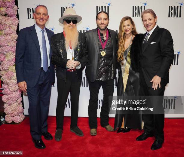 President & CEO, Mike O'Neill, Billy Gibbons, Josh Thompson, Gilligan Stillwater and BMI Vice President, Creative, Nashville, Clay Bradley onstage...