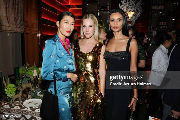 Jihae Kim, Alice Naylor-Leyland, and Madhulika Sharma attend Nina Garcia & Alice Naylor-Leyland Tablescape and Holiday Collection celebration at Casa...