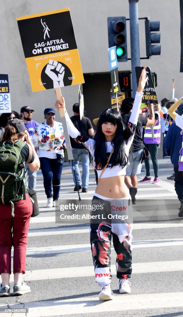 Bai Ling is seen picketing as the SAG-AFTRA strike continues on