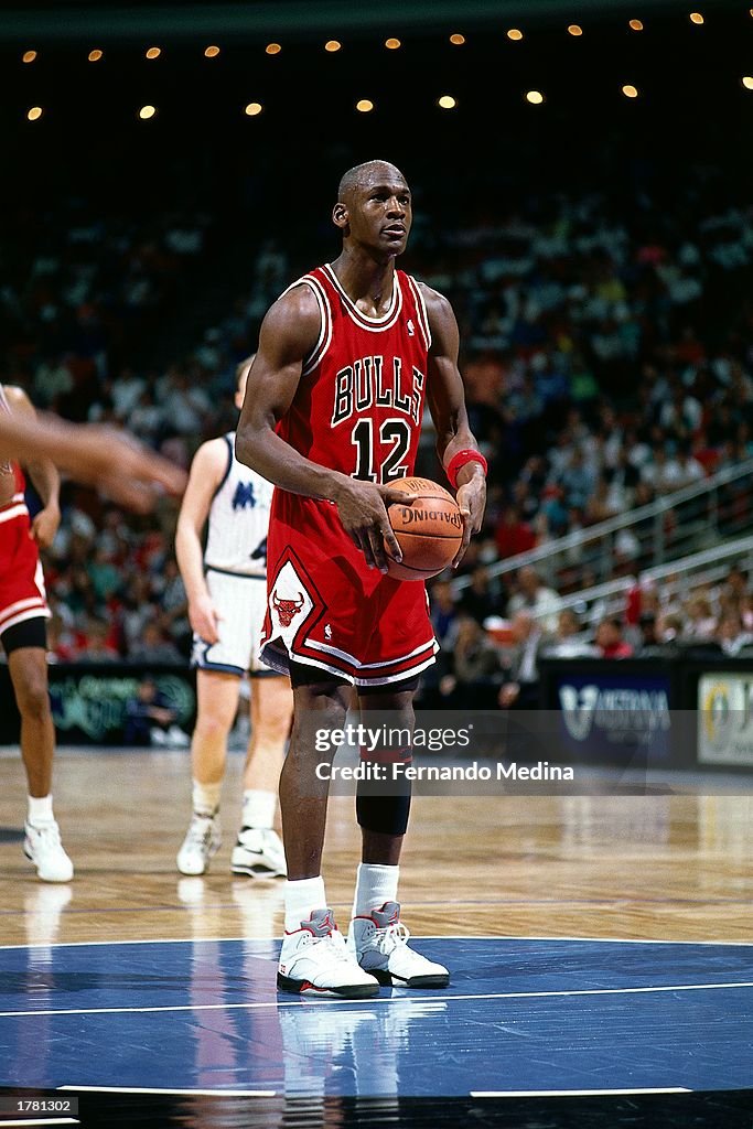 Jordan shoots as #12 when his jersey is stolen