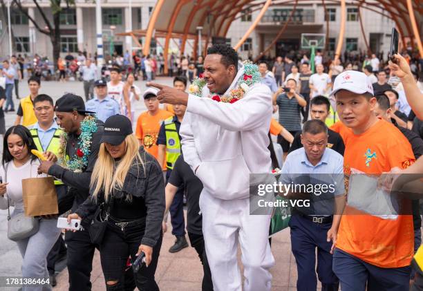 Hall of Famer Paul Pierce meets fans at a basketball court on November 8, 2023 in Dongguan, Guangdong Province of China.