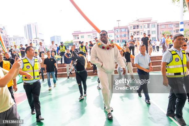 Hall of Famer Paul Pierce meets fans at a basketball court on November 8, 2023 in Dongguan, Guangdong Province of China.