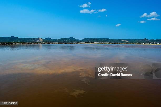 General view of a salt lake in Cap des Falco on August 22, 2013 in Ibiza, Spain. The small island of Ibiza lies within the Balearics islands, off the...