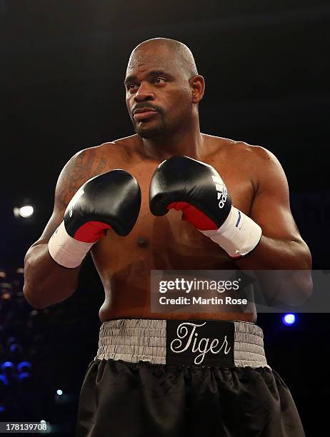 Tony Thompson of USA in action during the IBF International heavyweight fight at Sport und Kongresshalle on August 24, 2013 in Schwerin, Germany.