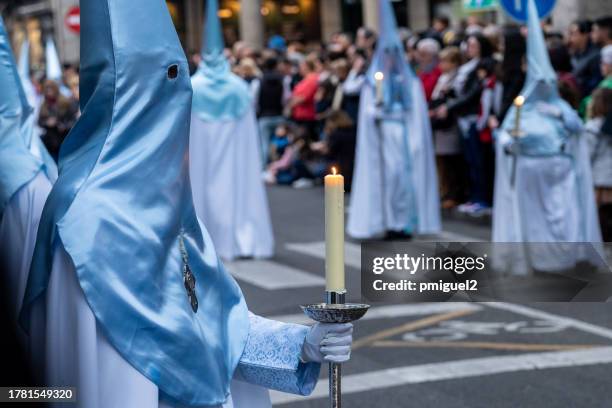 procession of the passion of jesus christ through the streets of valladolid, spain. - catholic brother stock pictures, royalty-free photos & images