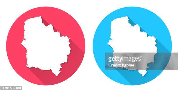 hauts-de-france map. round icon with long shadow on red or blue background - nord 幅插畫檔、美工圖案、卡通及圖標