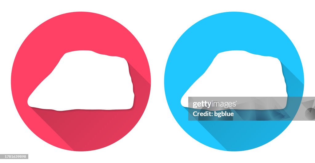 Jarvis Island map. Round icon with long shadow on red or blue background