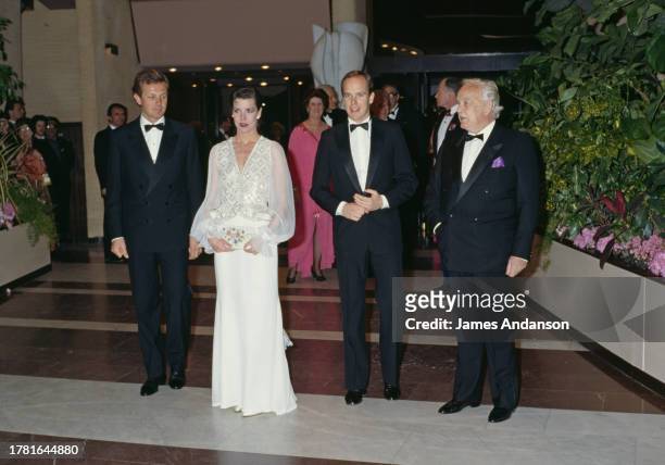 Arrivée de la princesse Caroline de Monaco avec son époux, Stefano Casiraghi, du prince Albert II et de leur père, le Prince Rainier III pour...