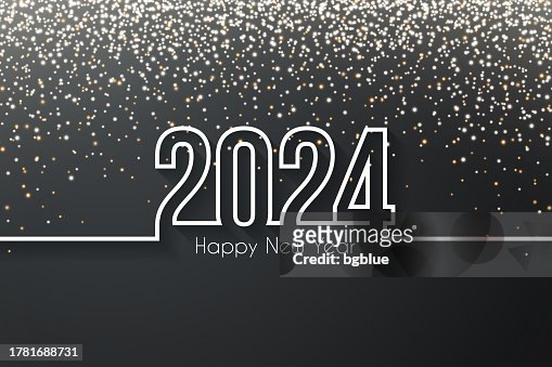 Happy New Year 2024 With Gold Glitter Black Background High-Res Vector ...
