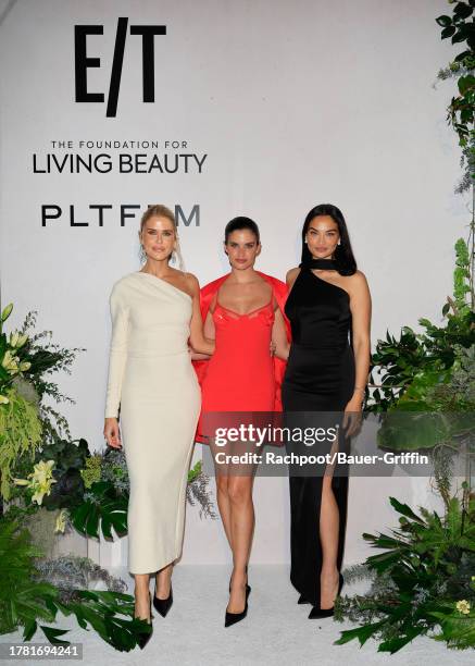 Georgia Sinclair, Sara Sampaio and Shanina Shaik attend the Launch Of Eighty Twenty: Shanina Shaik And Georgia Sinclair's Podcast at Private...