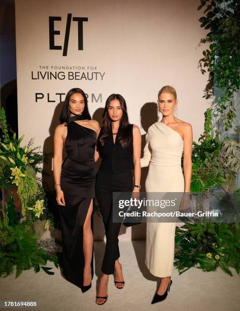 Shanina Shaik, Kelsey Merritt and Georgia Sinclair attend the Launch Of Eighty Twenty: Shanina Shaik And Georgia Sinclair's Podcast at Private...