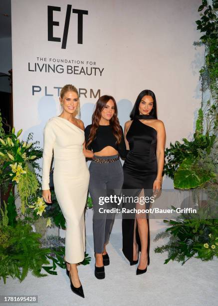 Georgia Sinclair, Nicole Behnam and Shanina Shaik attend the Launch Of Eighty Twenty: Shanina Shaik And Georgia Sinclair's Podcast at Private...