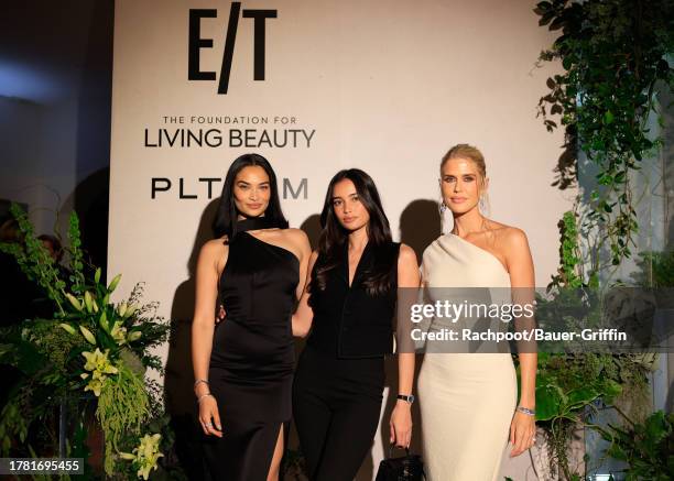 Shanina Shaik, Kelsey Merritt and Georgia Sinclair attend the Launch Of Eighty Twenty: Shanina Shaik And Georgia Sinclair's Podcast at Private...