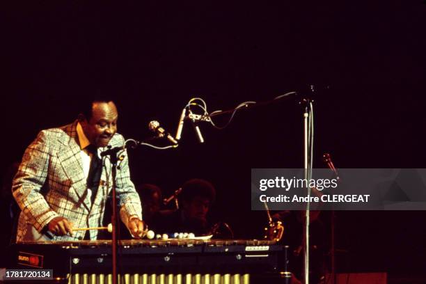 Le vibraphoniste, pianiste et batteur américain Lionel Hampton en concert à Nice en 1979