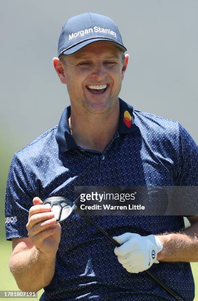 Justin Rose of England plays in the pro am ahead of the Nedbank Golf Challenge at Gary Player CC on November 08, 2023 in Sun City, South Africa.