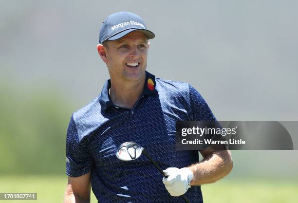 Justin Rose of England plays in the pro am ahead of the Nedbank Golf Challenge at Gary Player CC on November 08, 2023 in Sun City, South Africa.