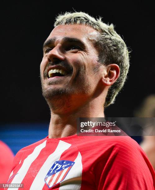 Antoine Griezmann of Atletico Madrid looks on during the UEFA Champions League match between Atletico Madrid and Celtic FC at Civitas Metropolitano...